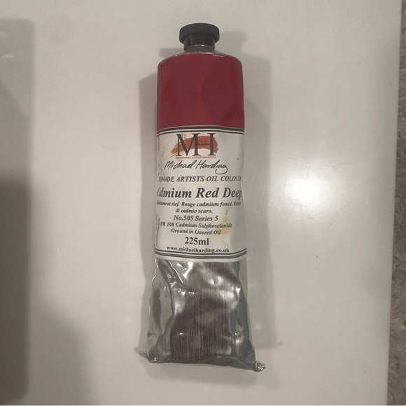 Michael Harding Artists Oil Color - Cadmium Red Deep, 225 ml tube NEW - Picture 2 of 4